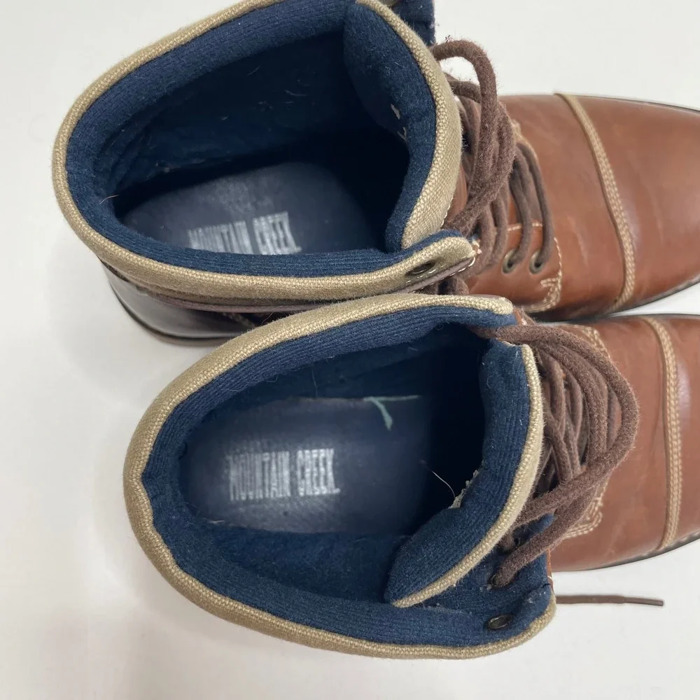 Mountain Creek Mens Brown Faux Leather Cap Toe Lace Up Combat Chukka Boots 9.5 M